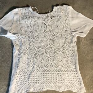 Elegant White Crochet Lace Top Rarity Small